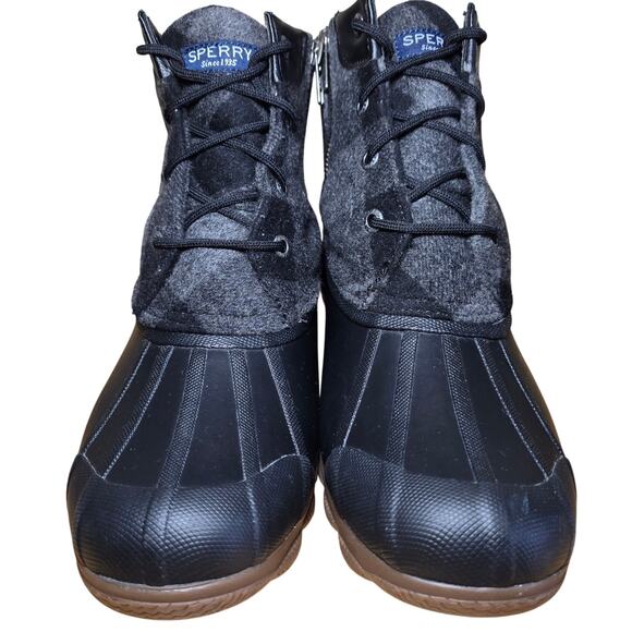 Sperry Saltwater Buffalo Check Duck Boot Msrp $110 Womens Size 8 Excellent - Picture 2 of 8